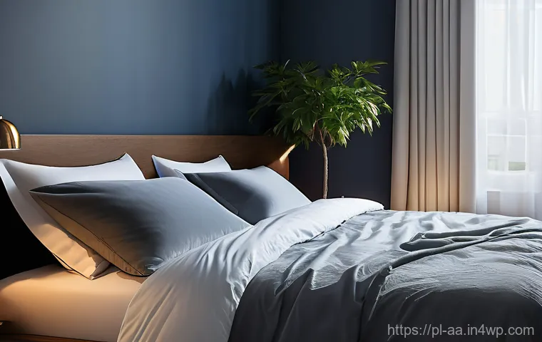 수면을 방해하는 음식 피하기 - **Prompt 1: Restless Night After Unwise Choices**
    "A cozy bedroom scene at night, softly lit by ...