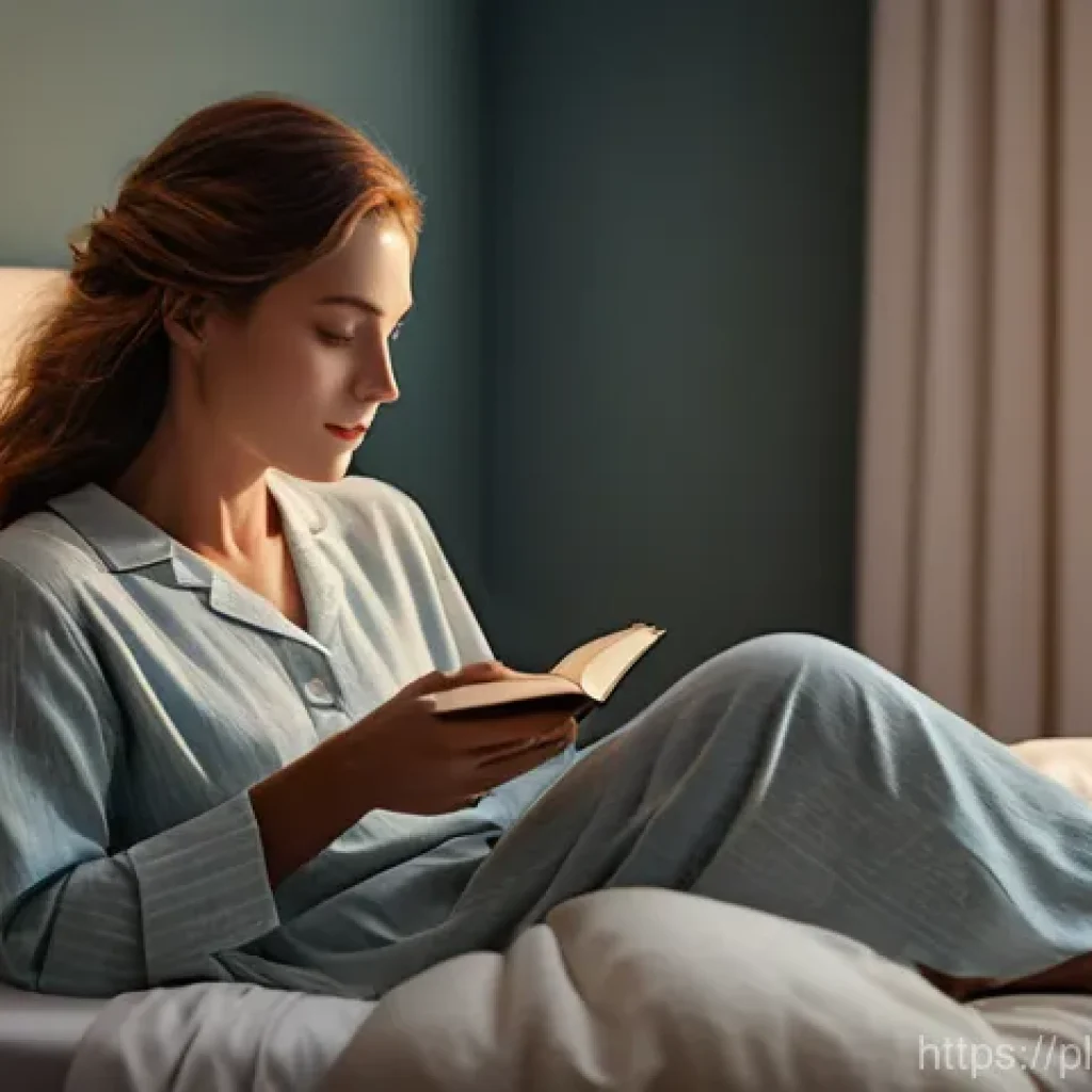 수면 보조를 위한 리튬의 효과 - **Prompt:** A serene, softly lit bedroom scene at dusk. An adult woman, aged around 30-40, with a pe...