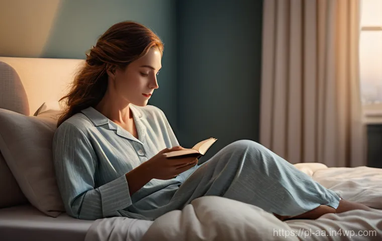 수면 보조를 위한 리튬의 효과 - **Prompt:** A serene, softly lit bedroom scene at dusk. An adult woman, aged around 30-40, with a pe...