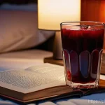 Home 16 수면 질 향상을 위한 과일 섭취법 - **Prompt: "A serene and cozy evening scene in a bedroom, with a focus on natural sleep aids. A hand ...